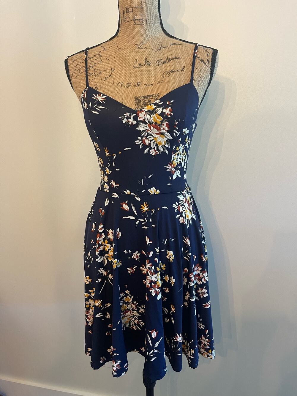 The General Good Blue Dress with Flowers Size XS